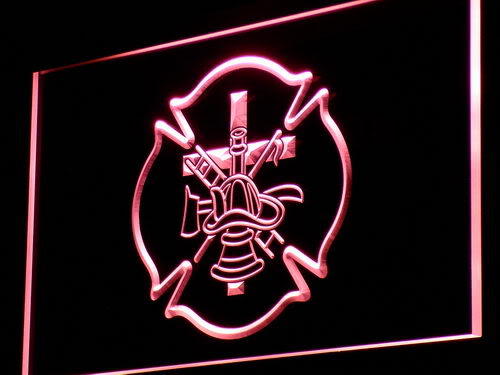 Firefighter Fire Helmet AXE Ladder LED Light Sign